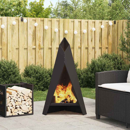 Fire Pit Black 58 x 40 x 100 cm Weathering Steel