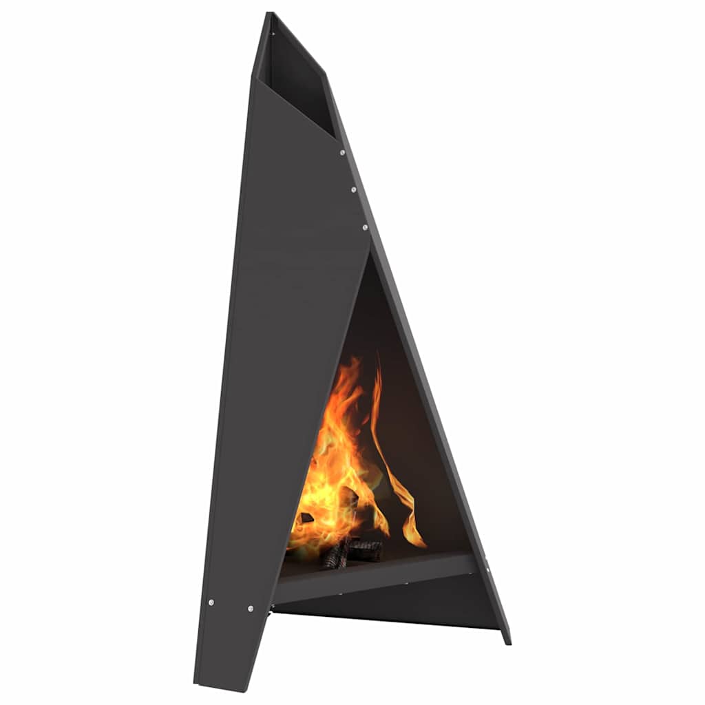 Fire Pit Black 58 x 40 x 100 cm Weathering Steel