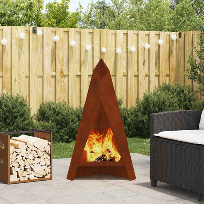 Fire Pit Rusty 58 x 40 x 100 cm Weathering Steel