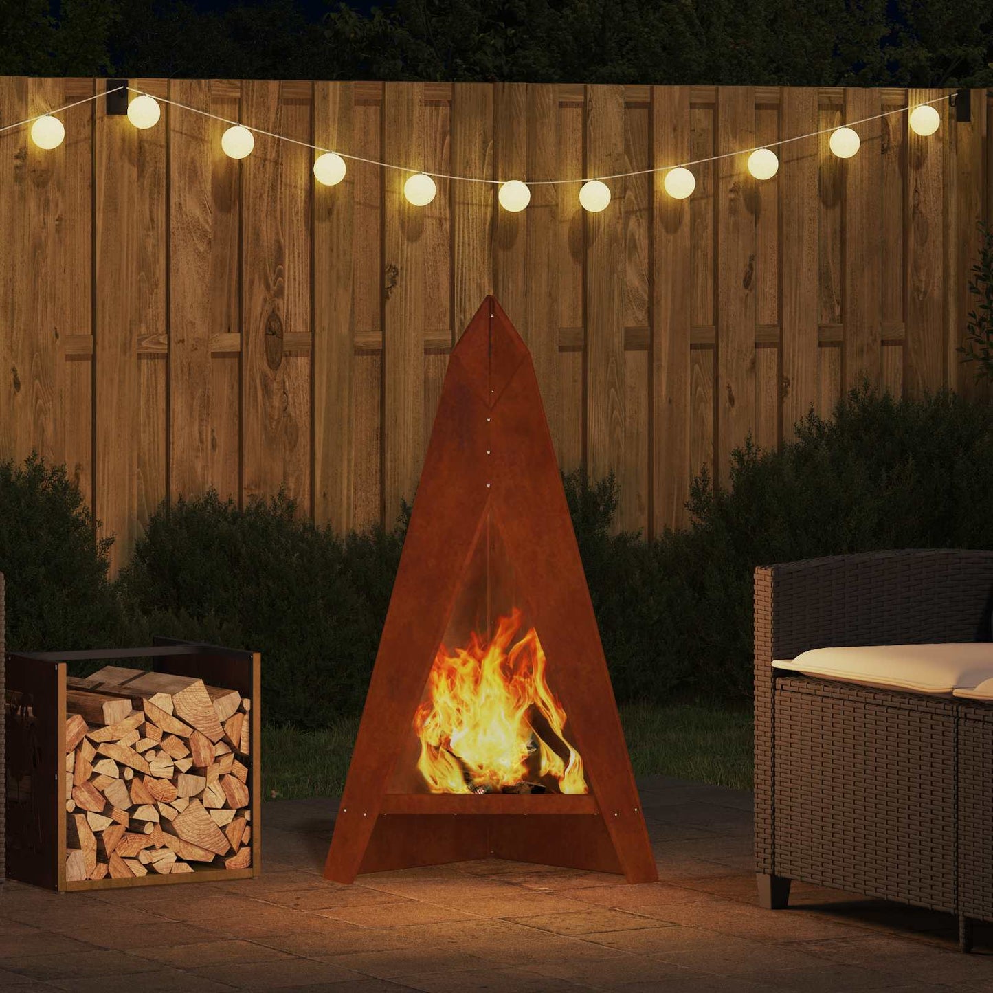 Fire Pit Rusty 58 x 40 x 100 cm Weathering Steel