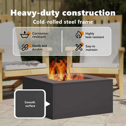 Fire Pit Black 60 x 60 x 30 cm Steel