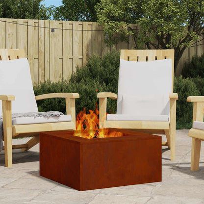 Fire Pit Rusty 60 x 60 x 30 cm Weathering Steel