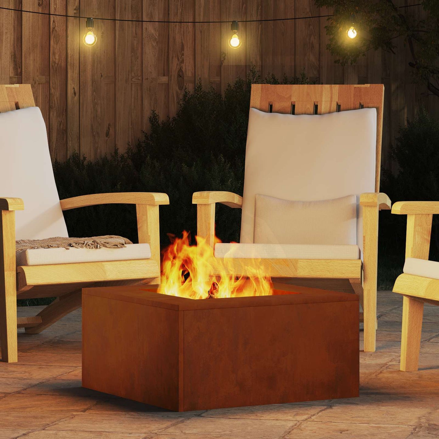 Fire Pit Rusty 60 x 60 x 30 cm Weathering Steel