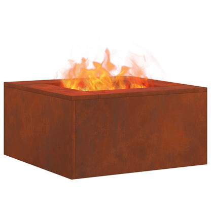 Fire Pit Rusty 60 x 60 x 30 cm Weathering Steel