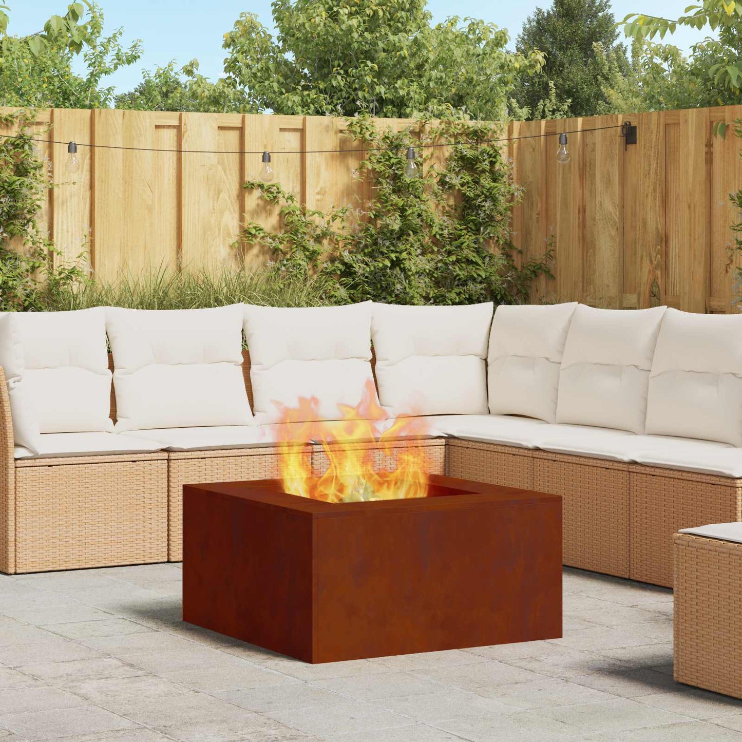 Fire Pit Rusty 80 x 80 x 40 cm Weathering Steel