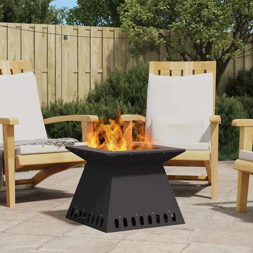 Fire Pit Black 48 x 48 x 40 cm Weathering Steel