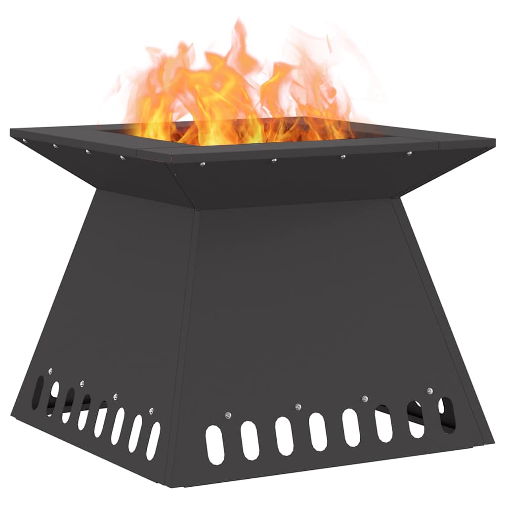 Fire Pit Black 48 x 48 x 40 cm Weathering Steel