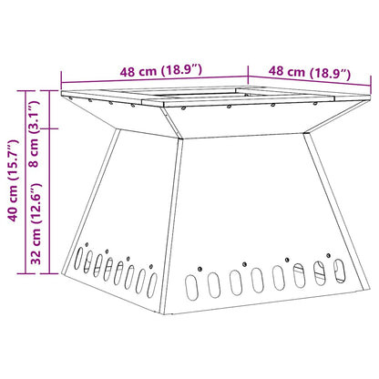 Fire Pit Black 48 x 48 x 40 cm Weathering Steel