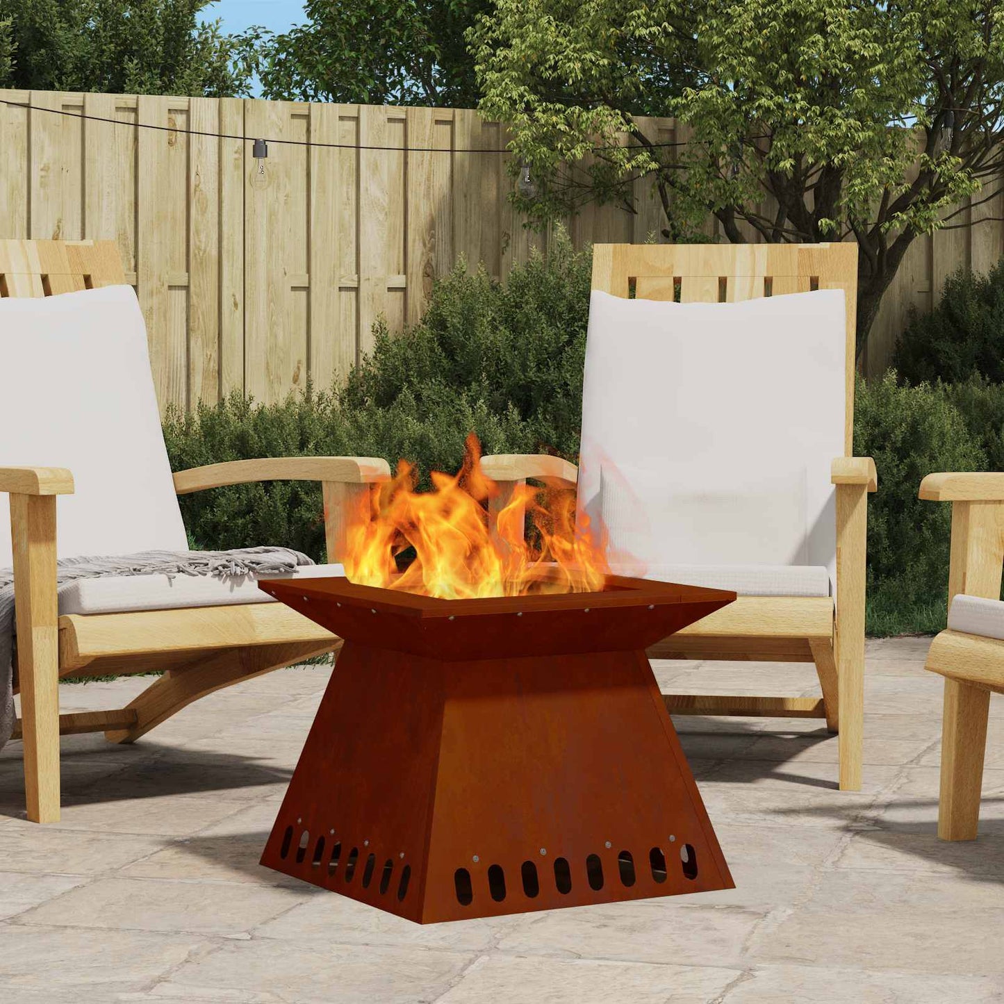 Fire Pit Rusty 48 x 48 x 40 cm Weathering Steel