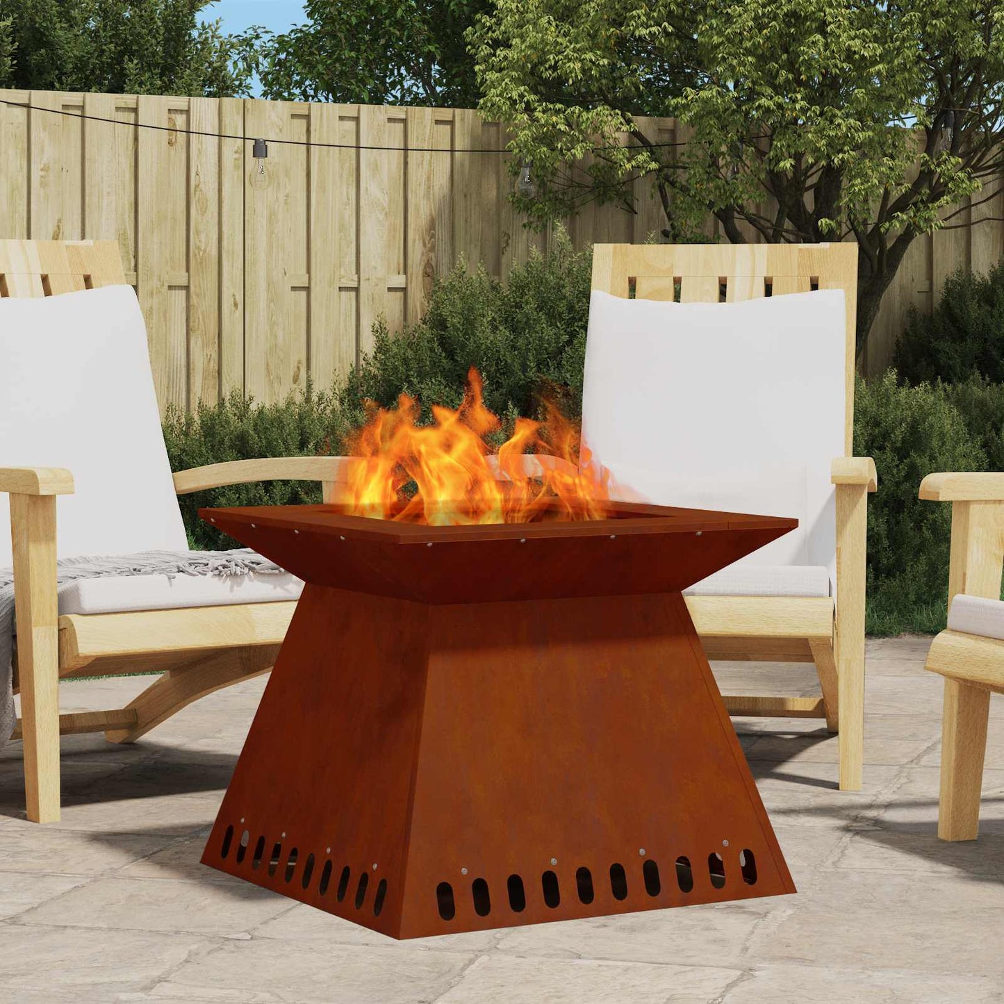 Fire Pit Rusty 60 x 60 x 50 cm Weathering Steel