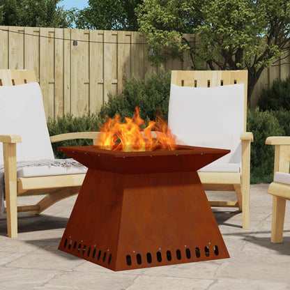 Fire Pit Rusty 60 x 60 x 50 cm Weathering Steel
