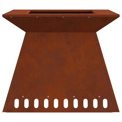 Fire Pit Rusty 60 x 60 x 50 cm Weathering Steel