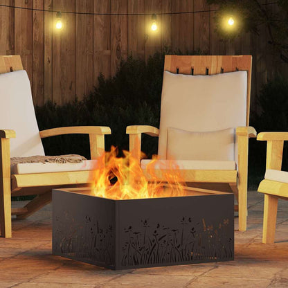 Fire Pit Black 60 x 60 x 30 cm Weathering Steel