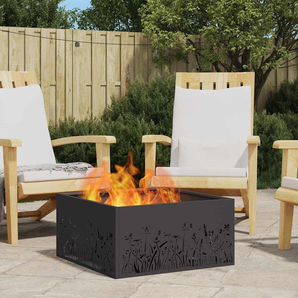 Fire Pit Black 60 x 60 x 30 cm Weathering Steel