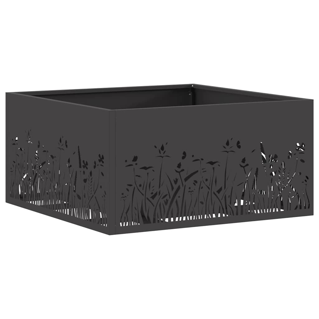 Fire Pit Black 60 x 60 x 30 cm Weathering Steel