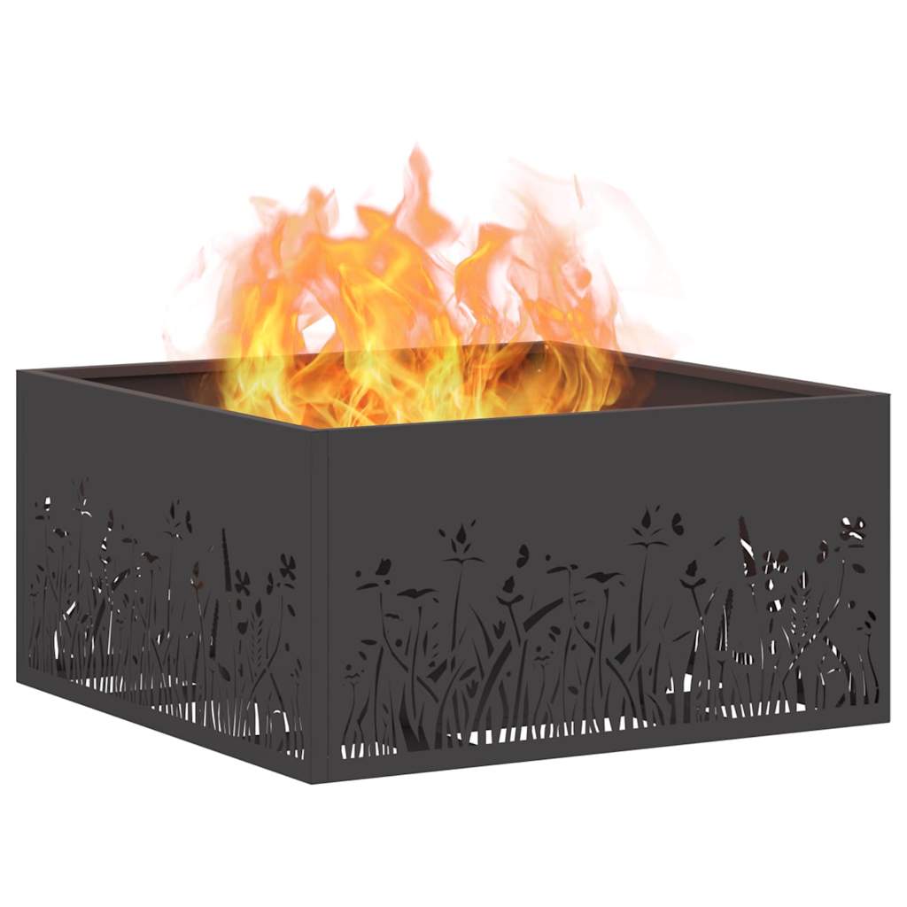Fire Pit Black 60 x 60 x 30 cm Weathering Steel