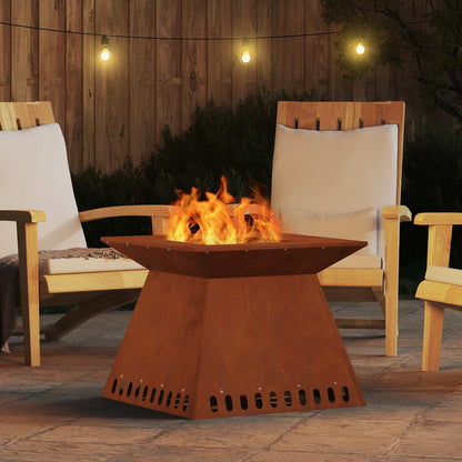 Fire Pit Rusty 60 x 60 x 30 cm Weathering Steel