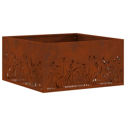 Fire Pit Rusty 60 x 60 x 30 cm Weathering Steel