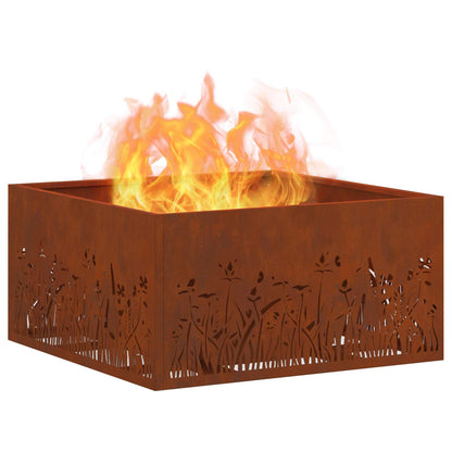 Fire Pit Rusty 60 x 60 x 30 cm Weathering Steel