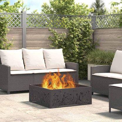 Fire Pit Black 80 x 80 x 30 cm Weathering Steel
