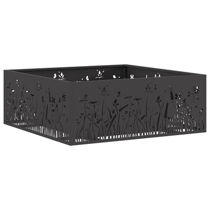 Fire Pit Black 80 x 80 x 30 cm Weathering Steel