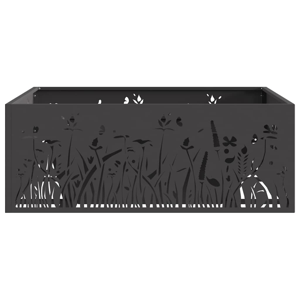 Fire Pit Black 80 x 80 x 30 cm Weathering Steel