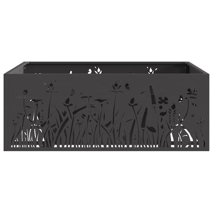 Fire Pit Black 80 x 80 x 30 cm Weathering Steel
