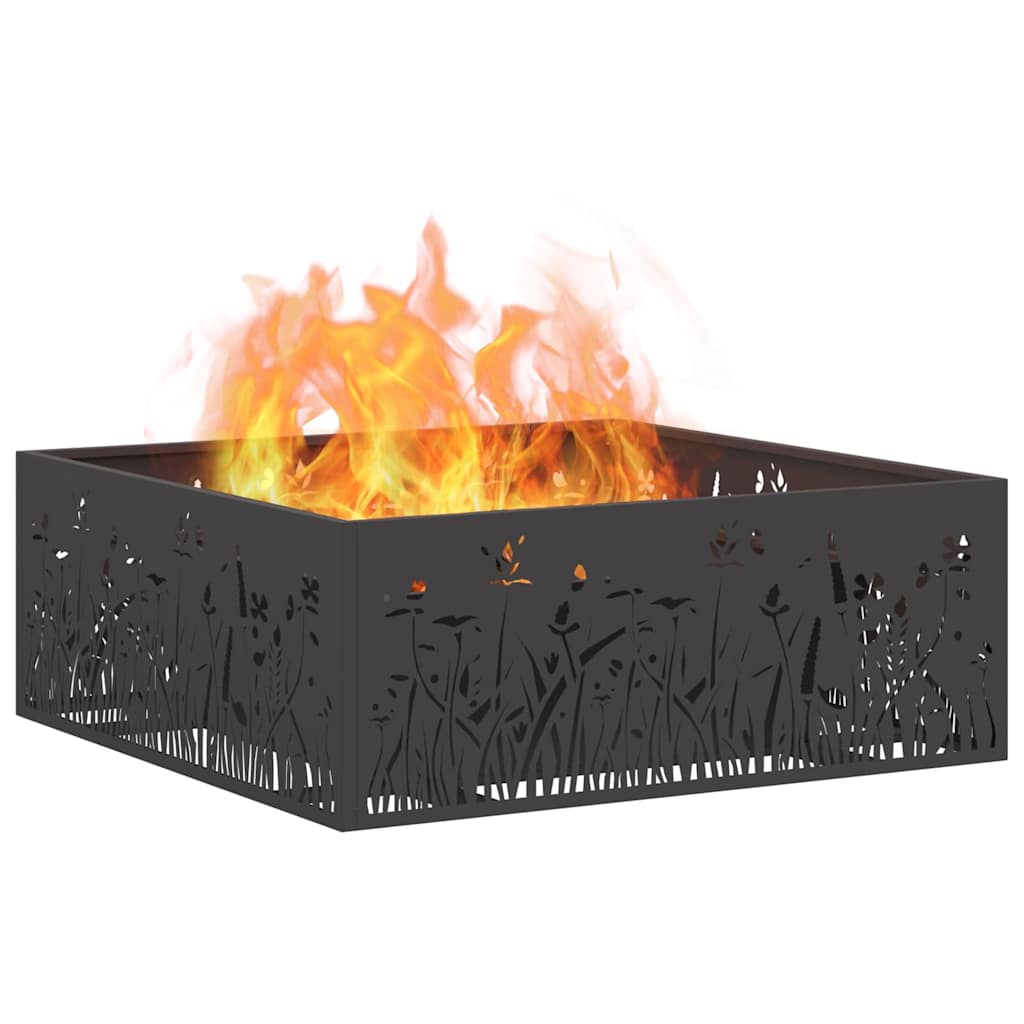 Fire Pit Black 80 x 80 x 30 cm Weathering Steel