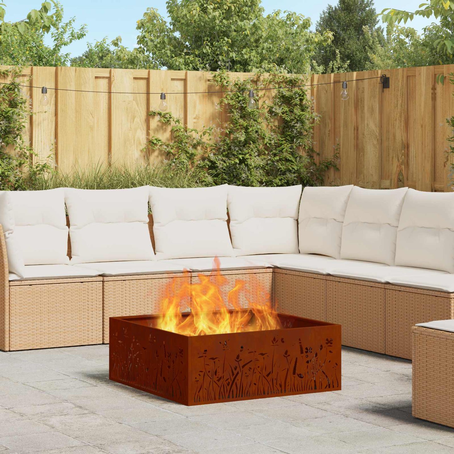Fire Pit Rusty 80 x 80 x 30 cm Weathering Steel