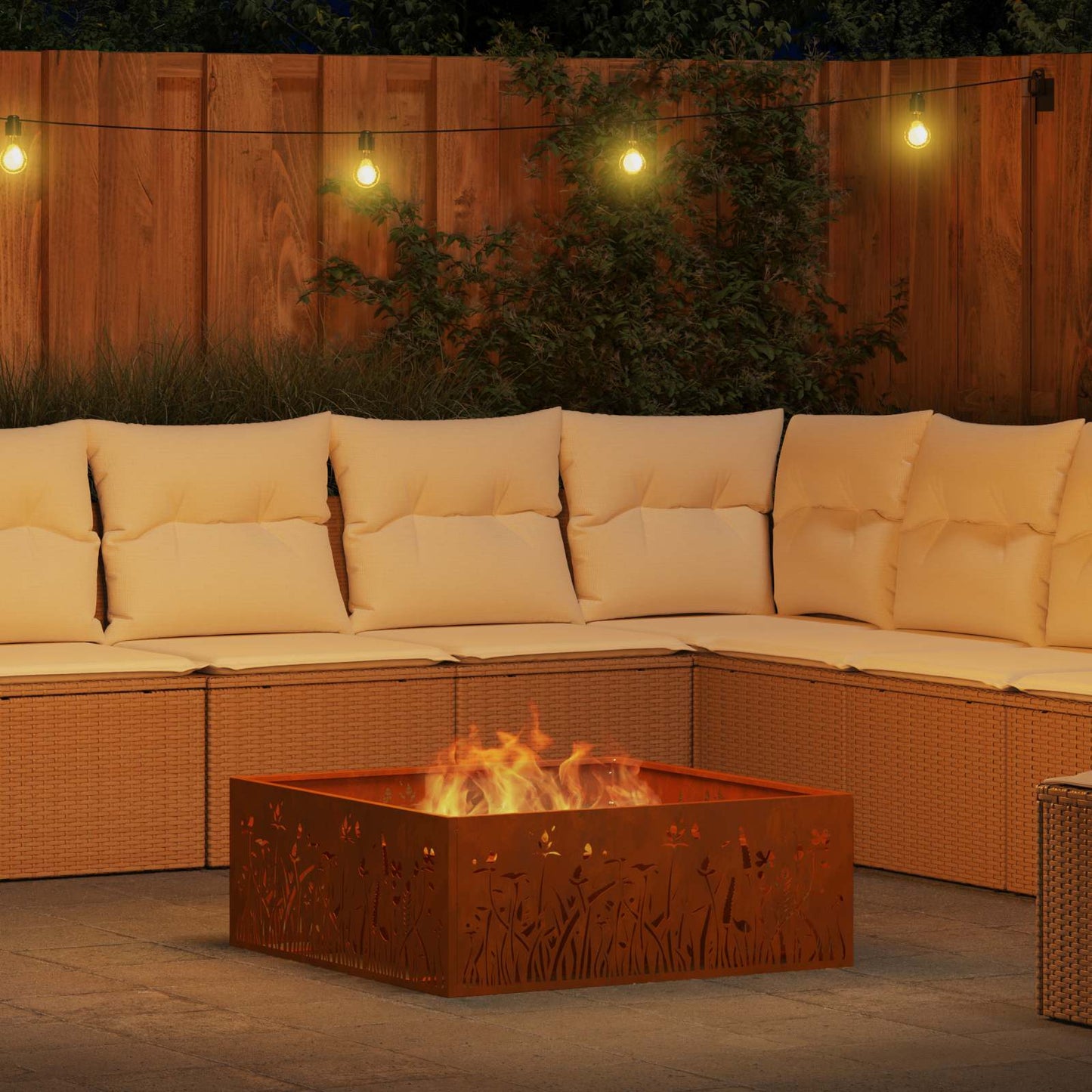 Fire Pit Rusty 80 x 80 x 30 cm Weathering Steel