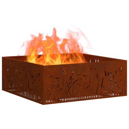 Fire Pit Rusty 80 x 80 x 30 cm Weathering Steel