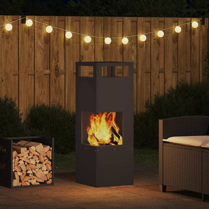 Fire Pit Black 35 x 35 x 100 cm Weathering Steel