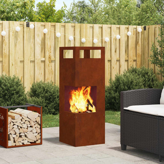 Fire Bowl Brown 35 x 35 x 100 cm Weathering Steel