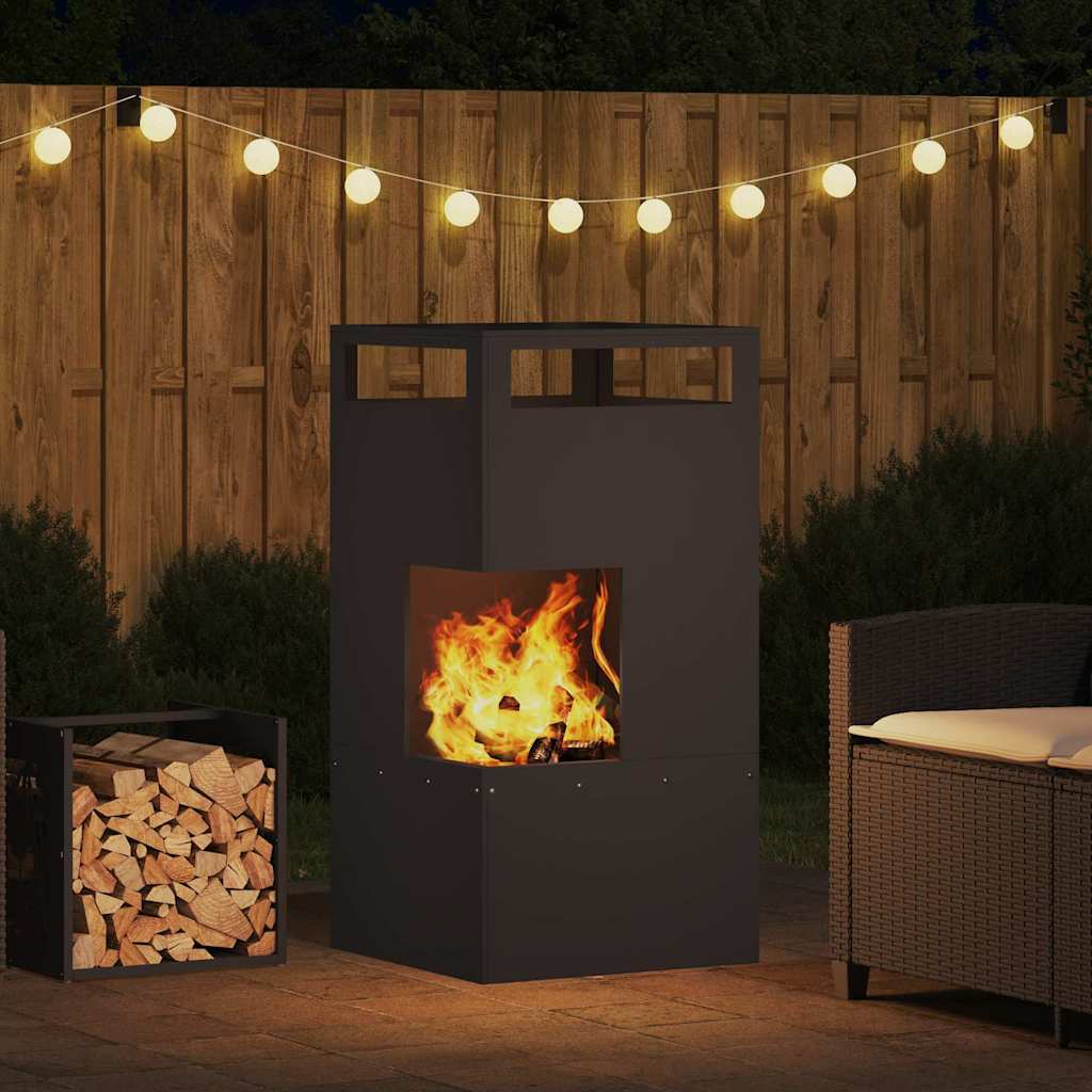Fire Pit Black 50 x 50 x 100 cm Weathering Steel