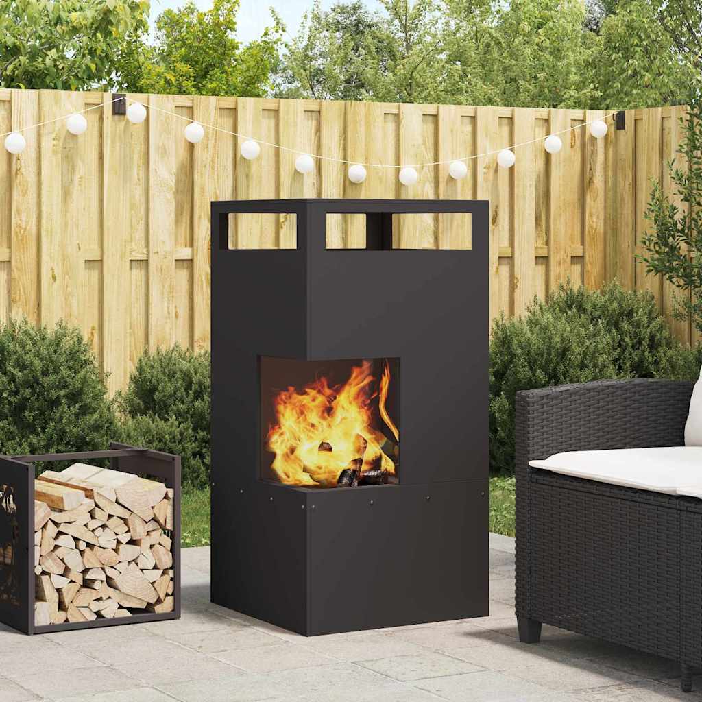 Fire Pit Black 50 x 50 x 100 cm Weathering Steel