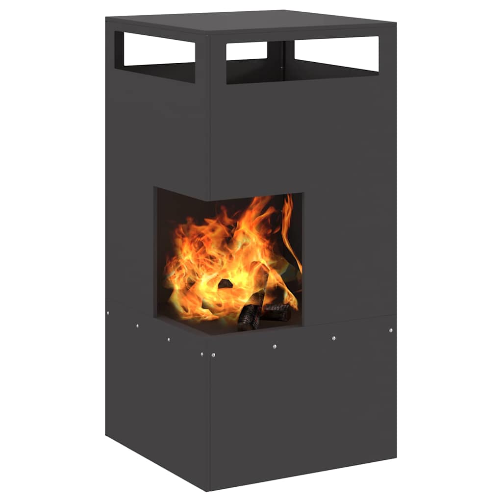 Fire Pit Black 50 x 50 x 100 cm Weathering Steel