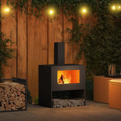 Fire Pit Black 60 x 40 x 96 cm Weathering steel