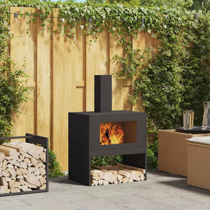 Fire Pit Black 60 x 40 x 96 cm Weathering steel