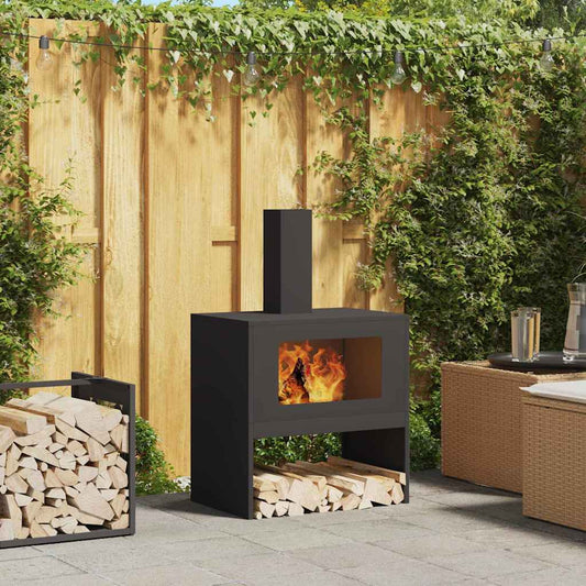 Fire Pit Black 60 x 40 x 96 cm Weathering steel