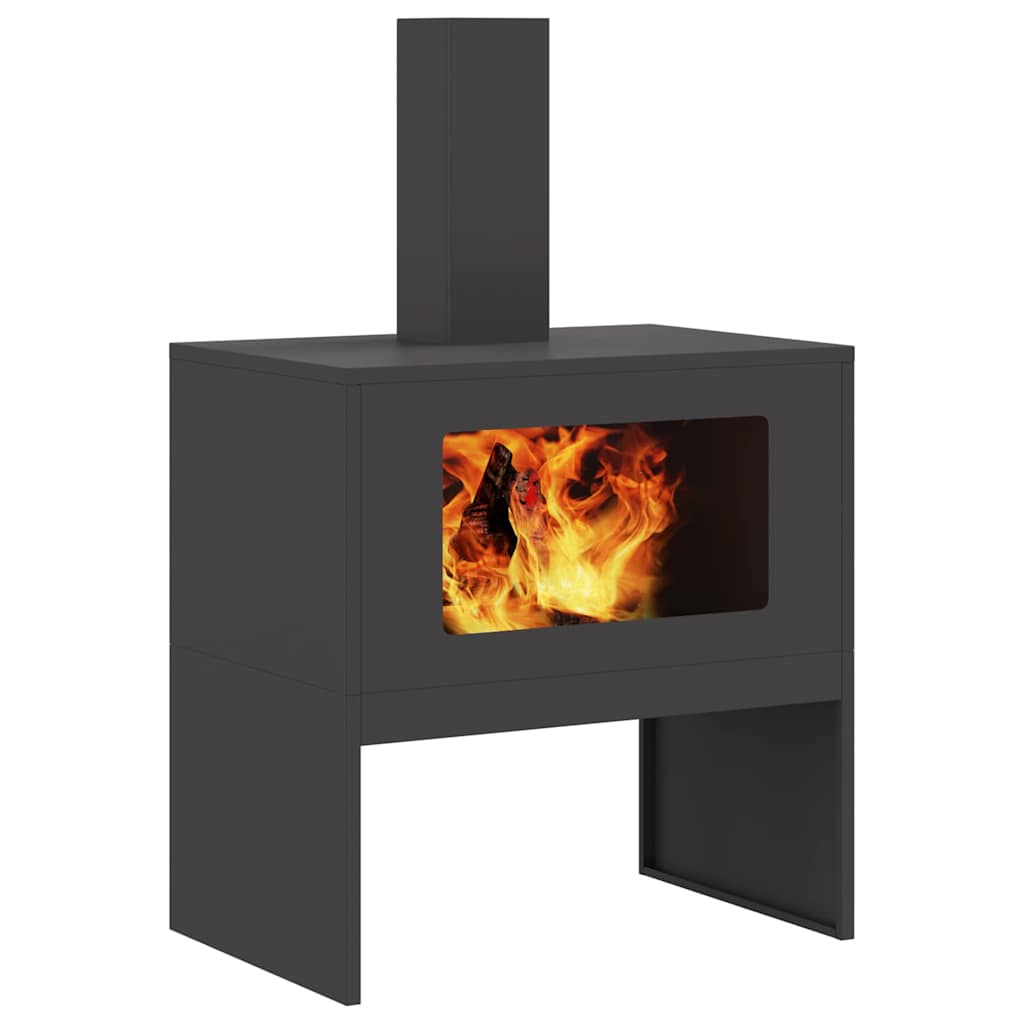 Fire Pit Black 60 x 40 x 96 cm Weathering steel