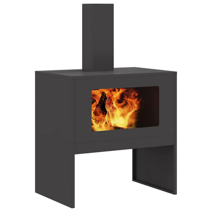 Fire Pit Black 60 x 40 x 96 cm Weathering steel