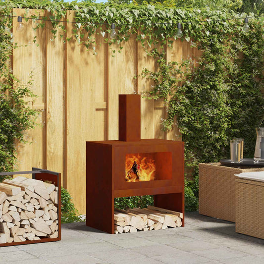 Fire Pit Rusty 60 x 40 x 96 cm Weathering Steel