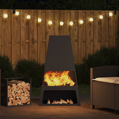 Fire Pit Black 60 x 35 x 100 cm Weathering Steel