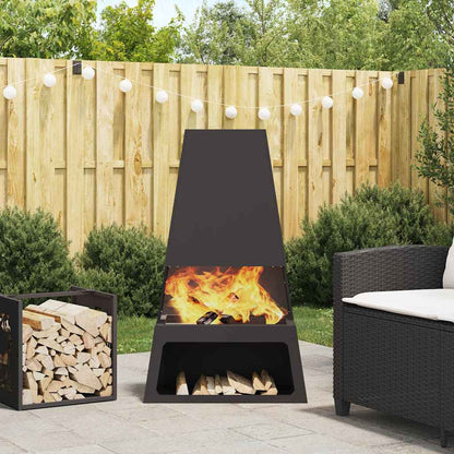Fire Pit Black 60 x 35 x 100 cm Weathering Steel