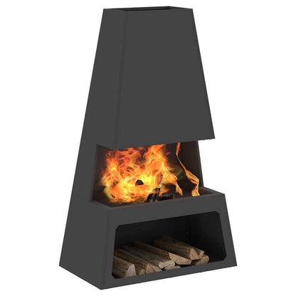 Fire Pit Black 60 x 35 x 100 cm Weathering Steel