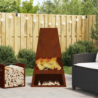 Fire Pit Rusty 60 x 35 x 100 cm Weathering Steel