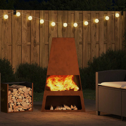 Fire Pit Rusty 60 x 35 x 100 cm Weathering Steel