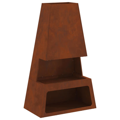 Fire Pit Rusty 60 x 35 x 100 cm Weathering Steel