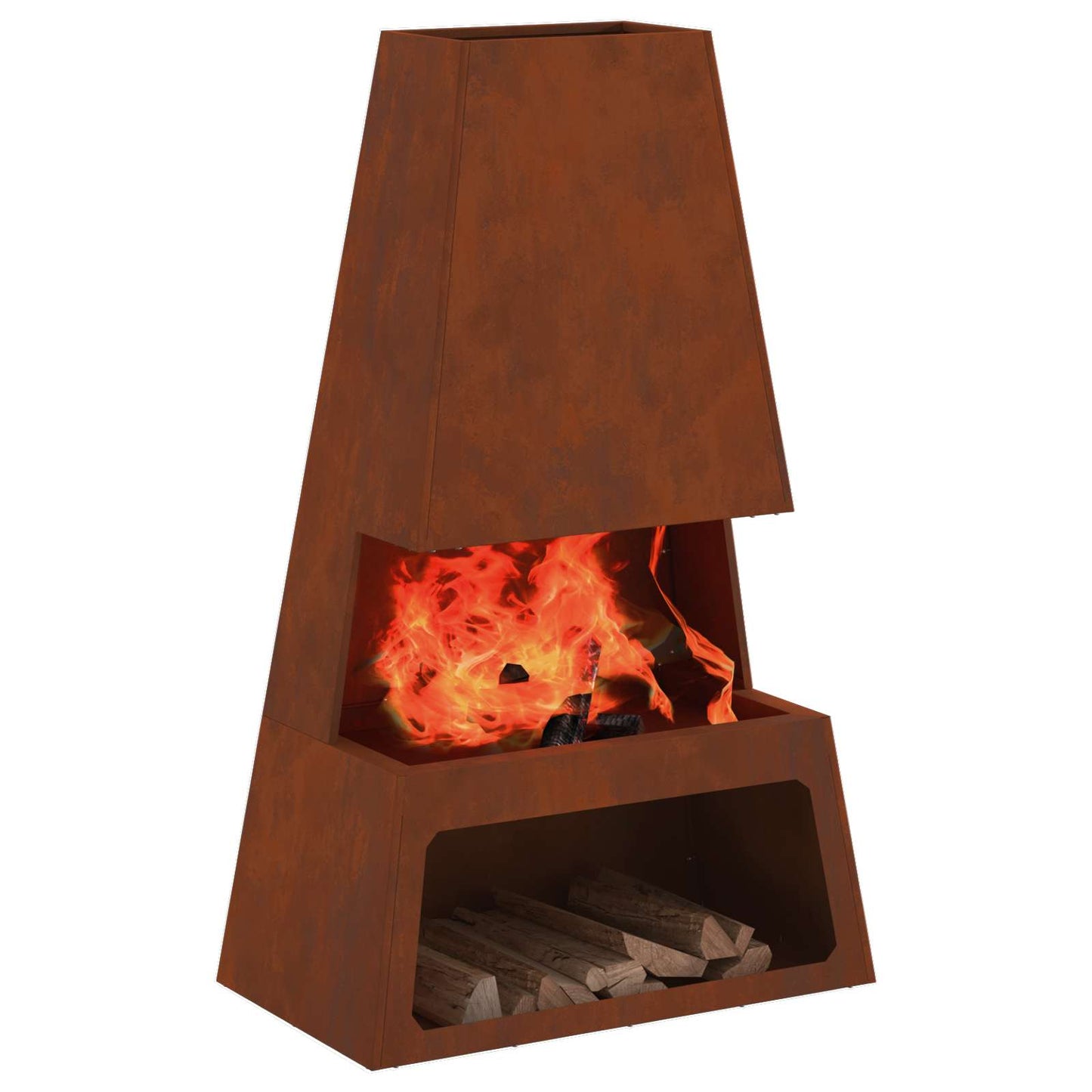 Fire Pit Rusty 60 x 35 x 100 cm Weathering Steel