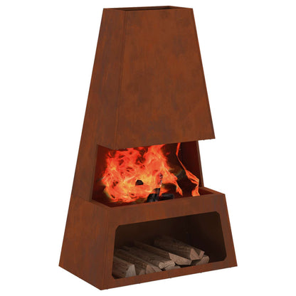 Fire Pit Rusty 60 x 35 x 100 cm Weathering Steel